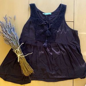 Women’s Short-Sleeve Black Blouse